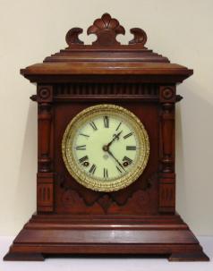 american ansonia clock company mahogany veneer pine cased 8 day gong strike mantel clock