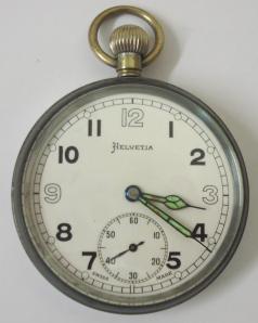swiss helvetia ex-military pocket watch chromed case braod arrow mark GS/TP P28656