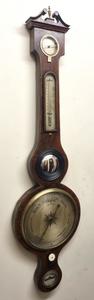 English Mid C19th Mahogany Veneer Cased Wheel Barometer