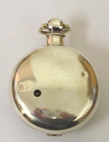 English silver pair case key wound verge fusee pocket watch by Joshua Palmerter of Stifford, hallmarked throughout for London c1829. Bull's eye glass over white enamel dial with black Roman hours and gilt spade and shaft hands. Engraved, signed and dated back plate numbered #12050 with ornately decorated cock piece with face caricature and floral swags.