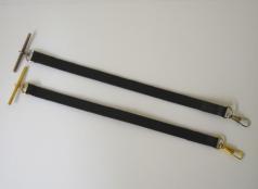 Modern 8" 'top pocket' pocket watch straps in black leather - choice of metals