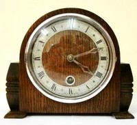English Oak Cased Timepiece Mantel Clock